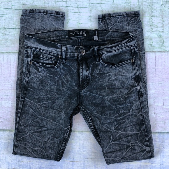 RUDE 30x32 Super Skinny Acid Wash Men’s Jeans - Picture 2 of 8